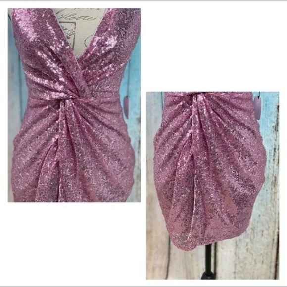ABOUT US REVOLVE NWT Pink Violet Sequin Becky Dress - Picture 6 of 12